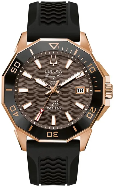 Bulova Watches Men's Marine Star Series C Silicone Strap Watch Brown Dial