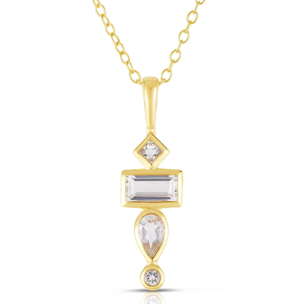 Jilco Inc White Topaz Necklace - Yellow Gold