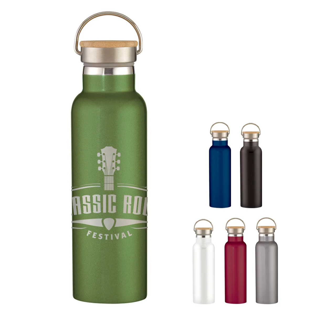 21 Oz. Full Laser Tipton Stainless Steel Bottle With Bamboo Lid view 2