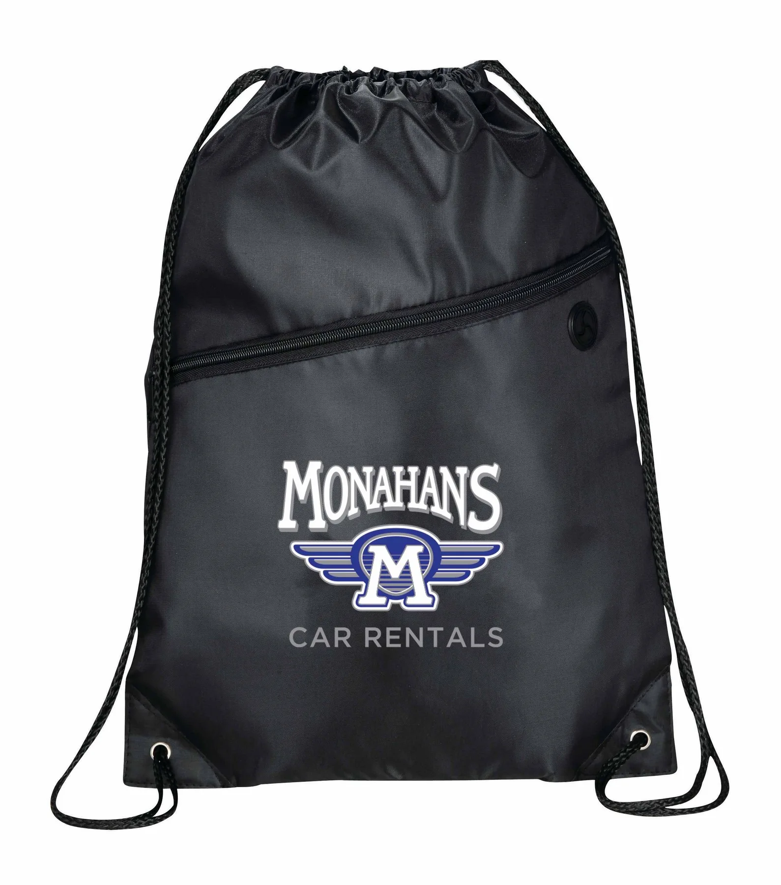 Robin Drawstring Polyester Bag with Front Zipper Pocket