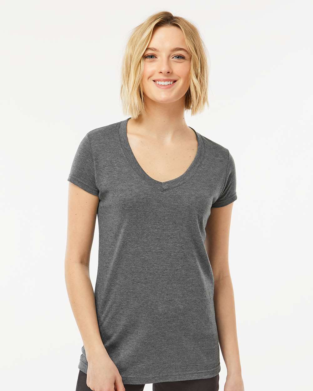 Tultex® Women's Poly-Rich V-Neck T-Shirt view 2