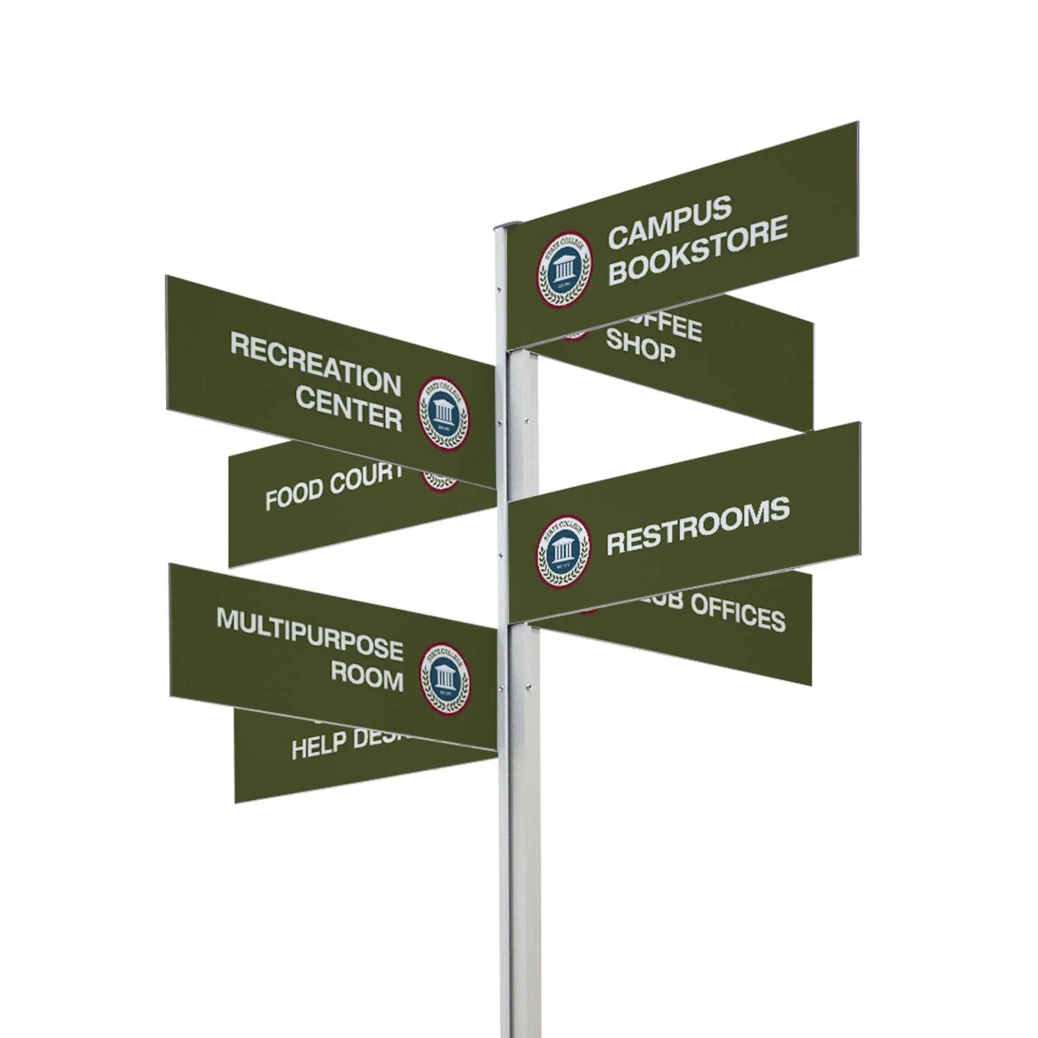 Wayfinding Rectangle Sign Post Kit (Eight Signs) view 6