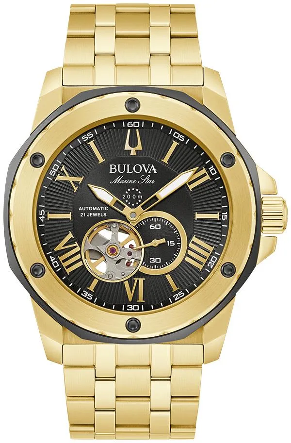 Bulova Watches Men's Marine Star Gold-Tone Stainless Steel Automatic Watch