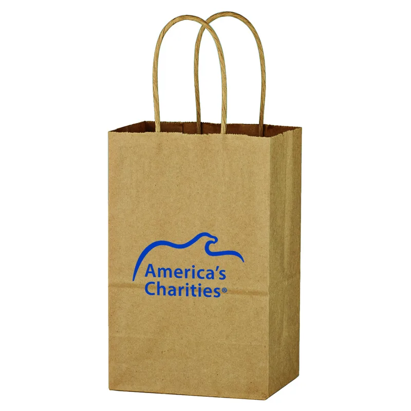 Kraft Paper Brown Shopping Bag - 5-1/4" X 8-1/4" view 2
