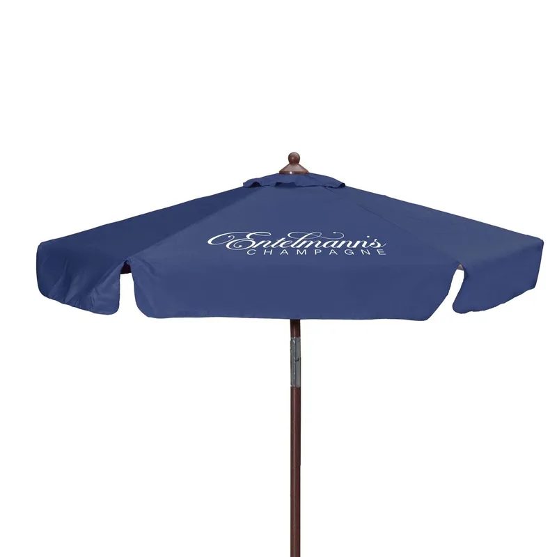 7' Wood Look Tilting Market Umbrella Kit With Valance 1 Imp