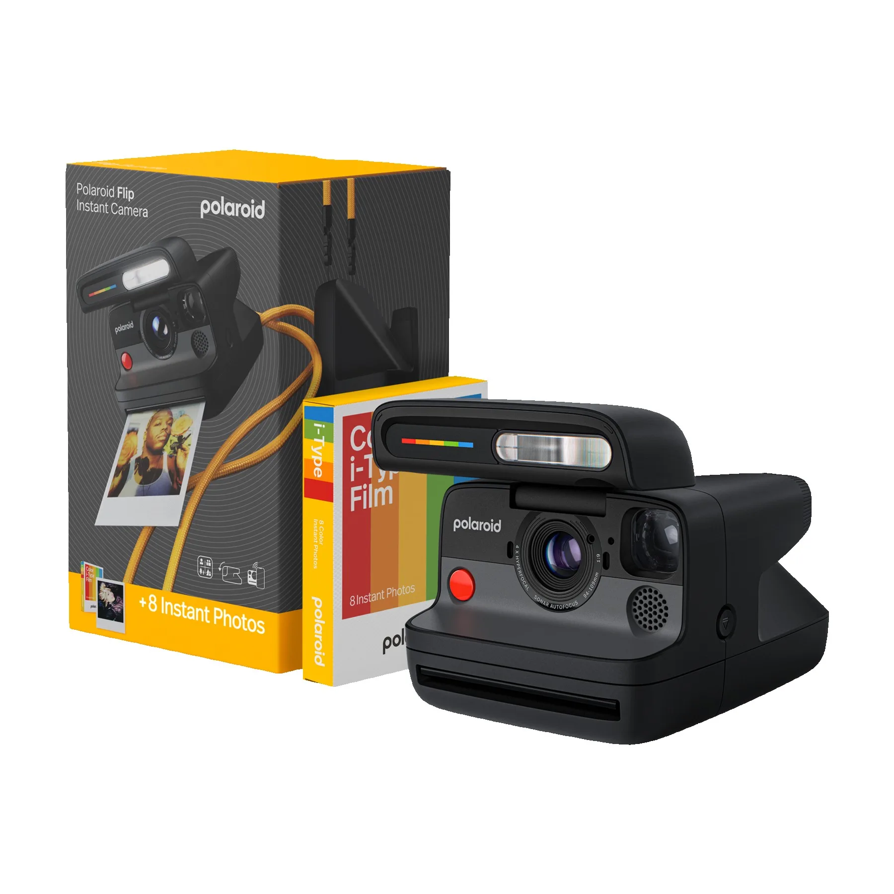 Polaroid Flip Instant Camera + Color Film Bundle - Black