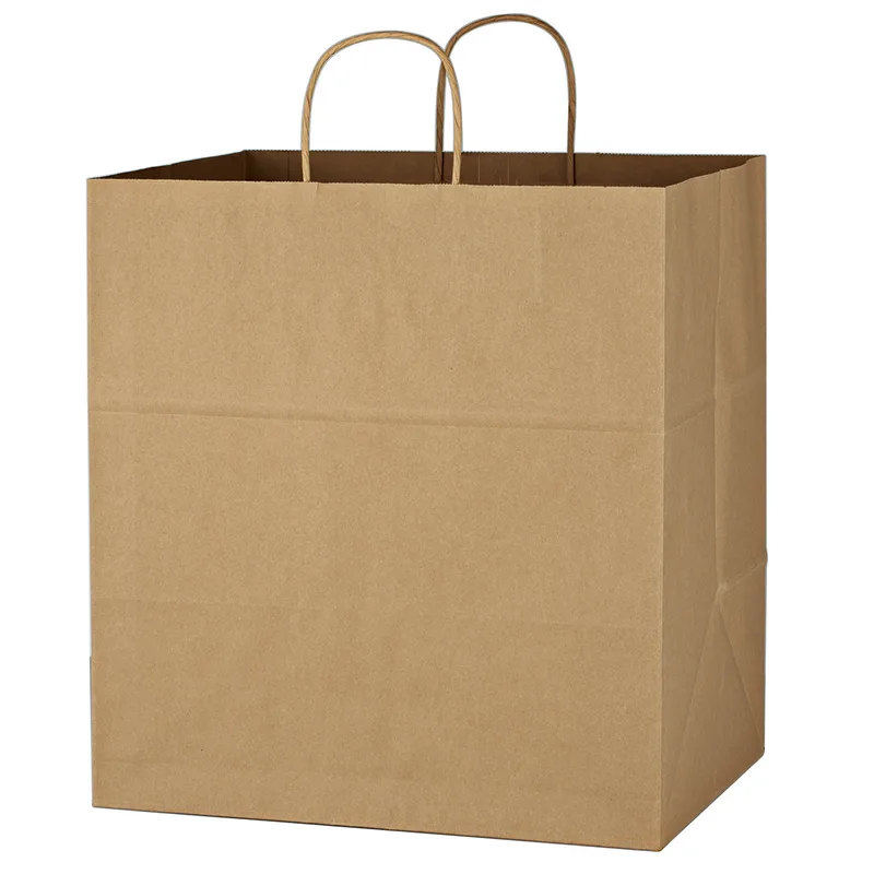 Kraft Paper Brown Shopping Bag - 14" X 15" view 3