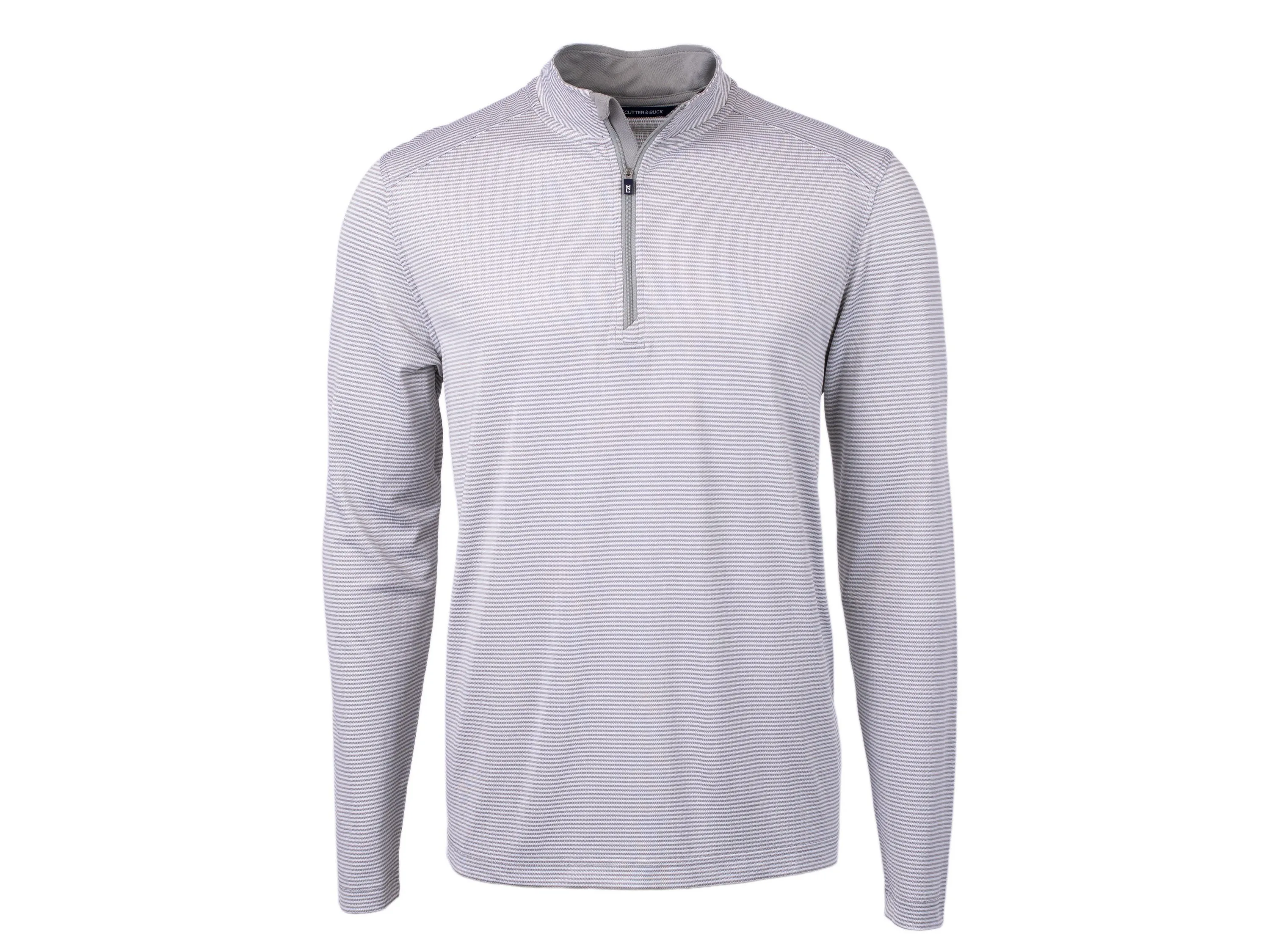Cutter & Buck Virtue Eco Pique Micro Stripe Recycled Mens Big & Tall Quarter Zip view 3