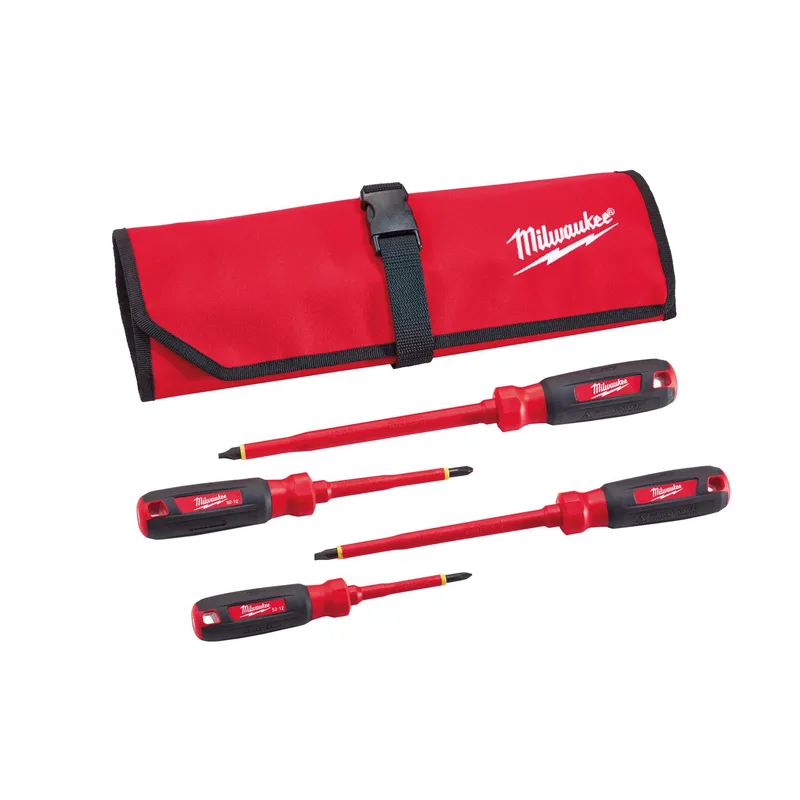 Milwaukee 4Pc 1000V Insulated Screwdriver Set W/ Roll Punch
