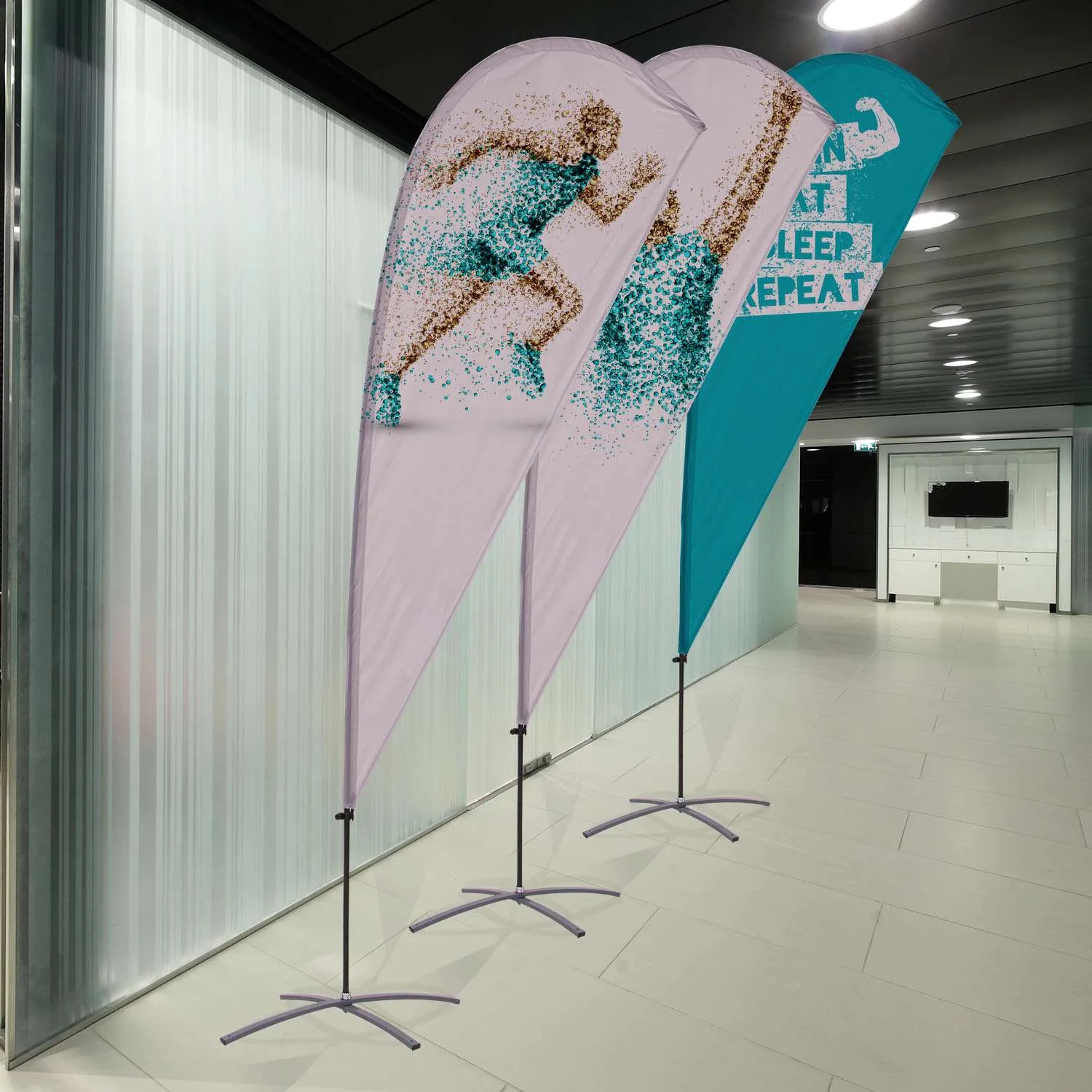 9.5' Value Teardrop Sail Sign Flag - 1-Sided with Cross Base view 7