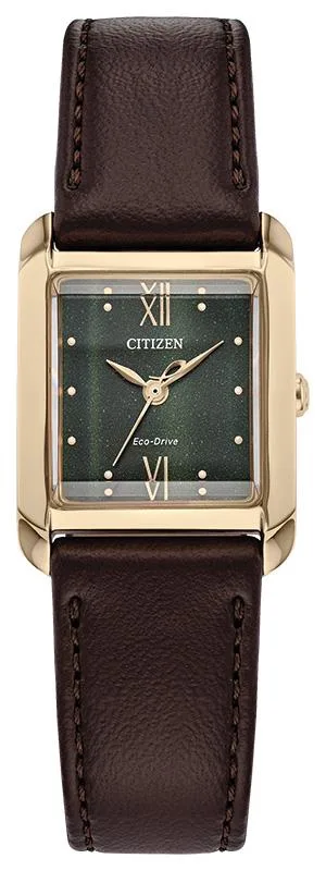 Citizen Watch Ladies' Eco-Drive Bianca Rose Gold-Tone Stainless Steel Strap Watch Green Dial