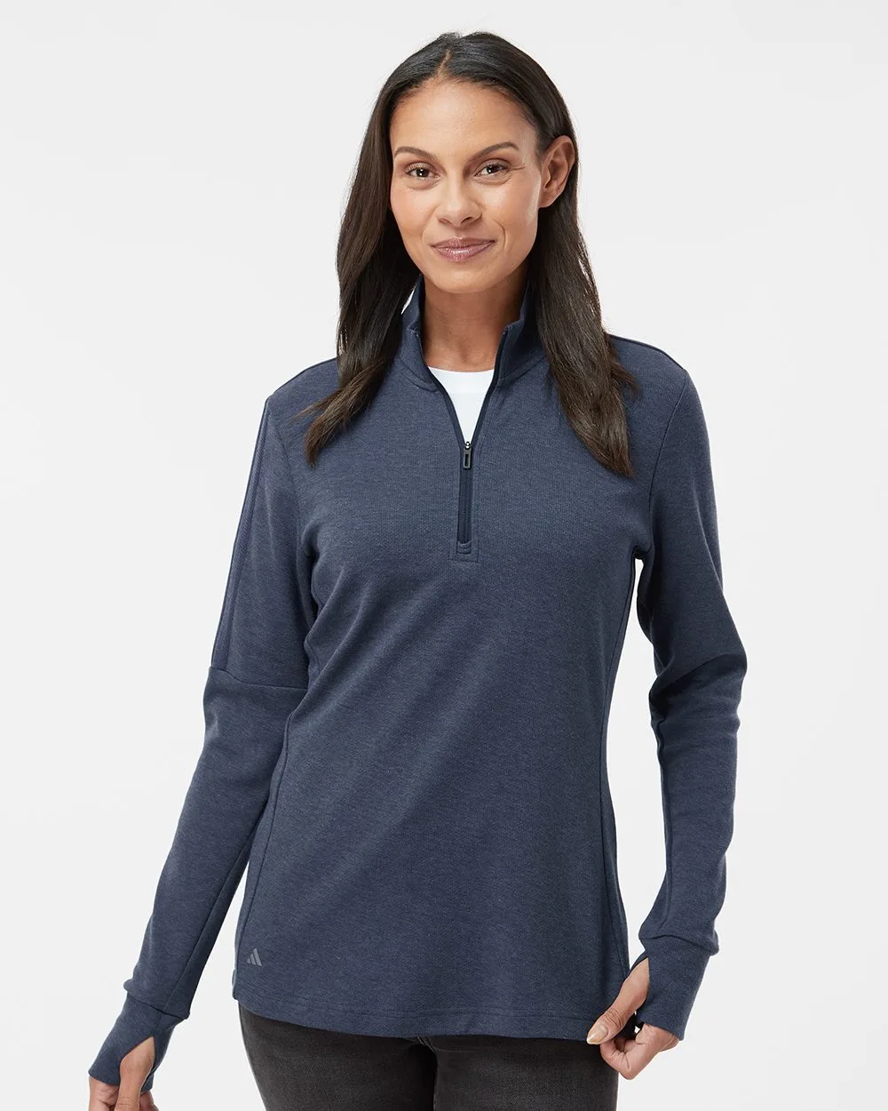 Adidas® Women's 3-Stripes Quarter-Zip Sweater Pullover Sweater view 2
