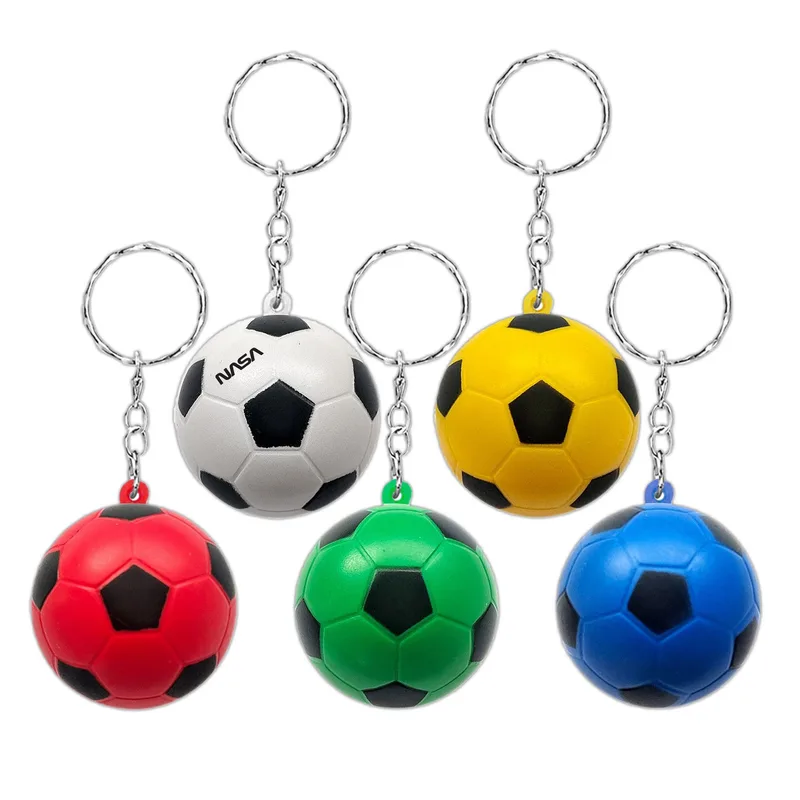 Mini Soccer Ball Stress Reliever on Keychain