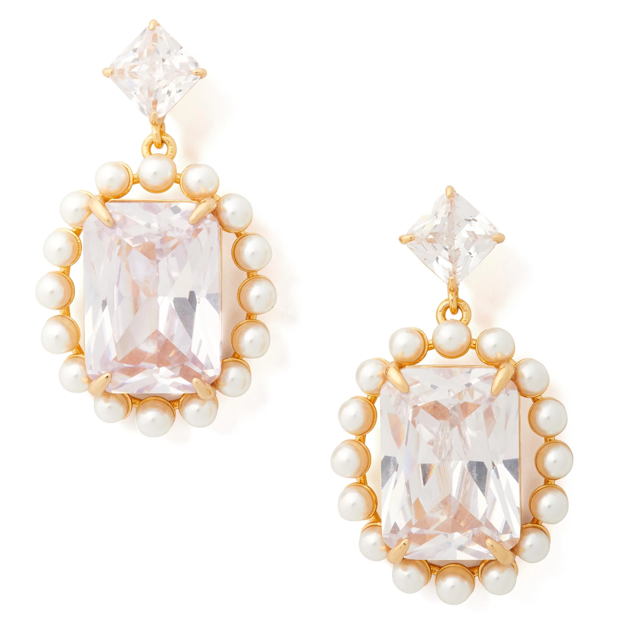 kate spade new york Victoria Drop Earrings - Clear/Gold