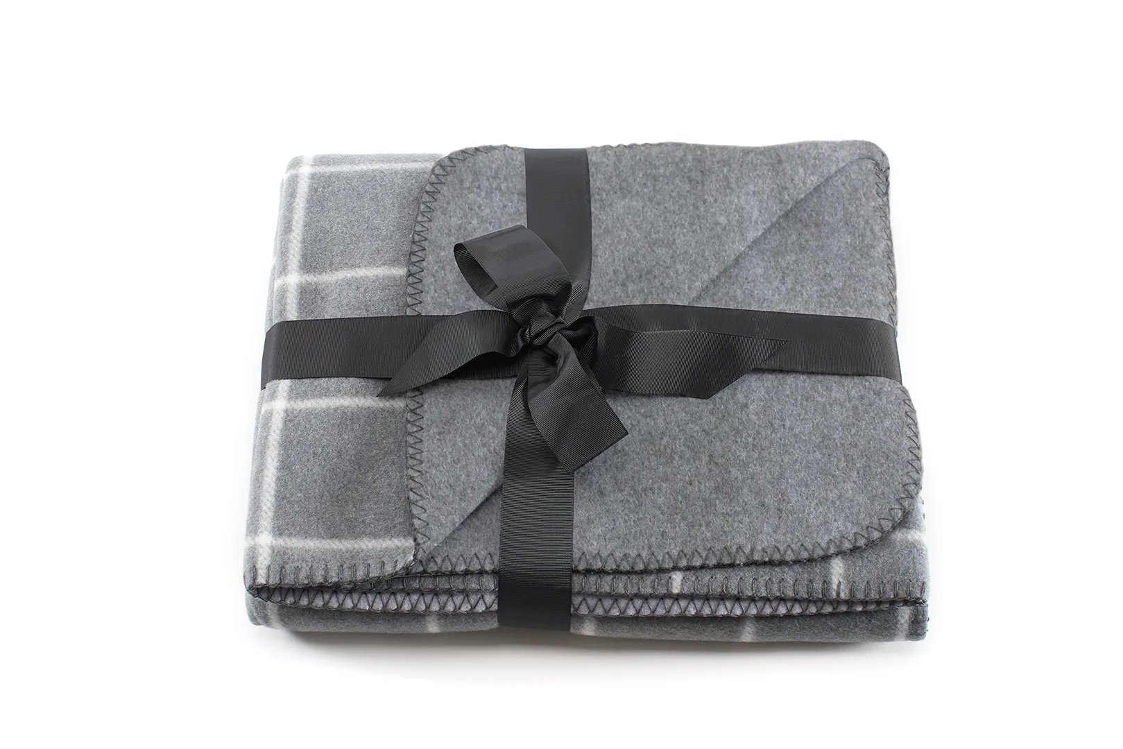 The Euro Throw - Gray Plaid (Embroidery) view 2