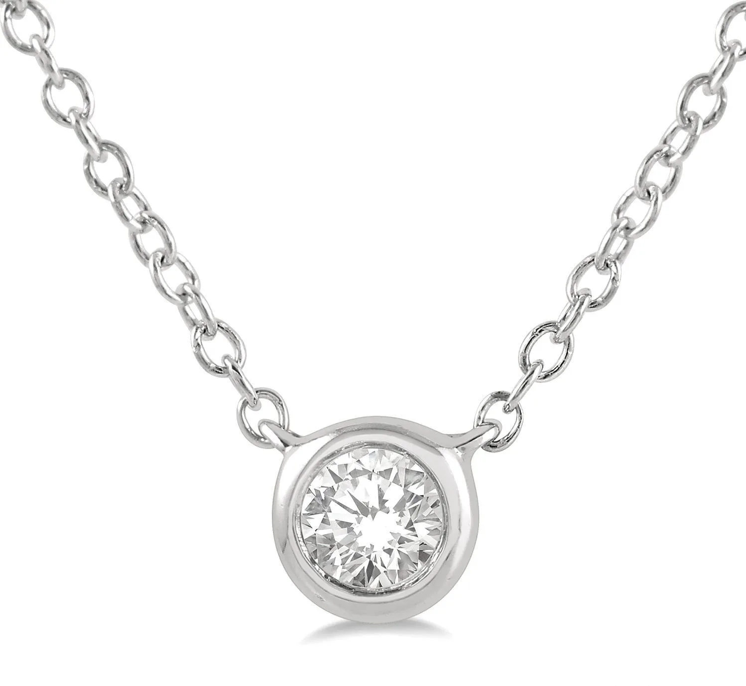 Jilco Inc Petite Bezel Set Diamond Necklace - White Gold