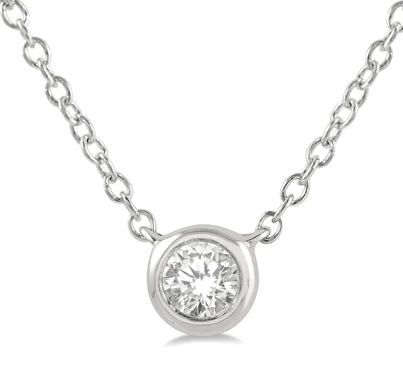 Jilco Inc Petite Bezel Set Diamond Necklace - White Gold
