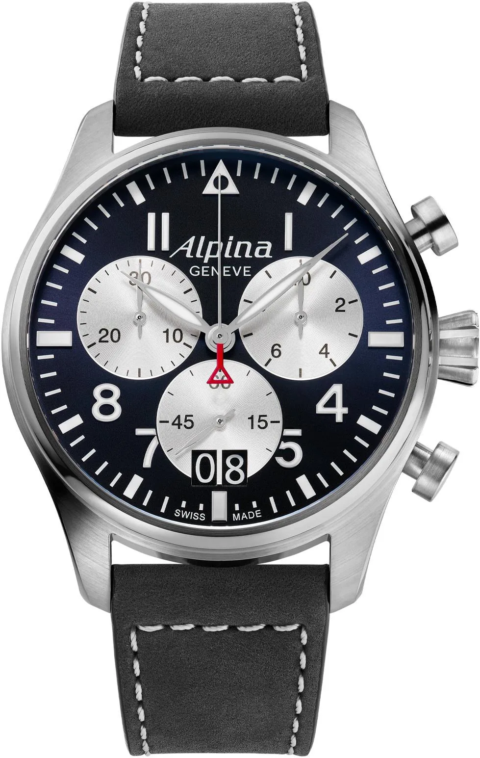 Alpina Mens Startimer Quartz Leather Strap Watch