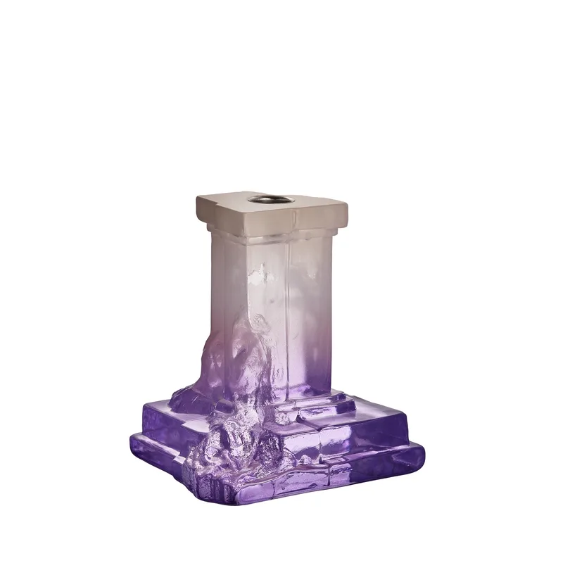 Kosta Boda Rocky Baroque Candlestick Lilac Haze Medium