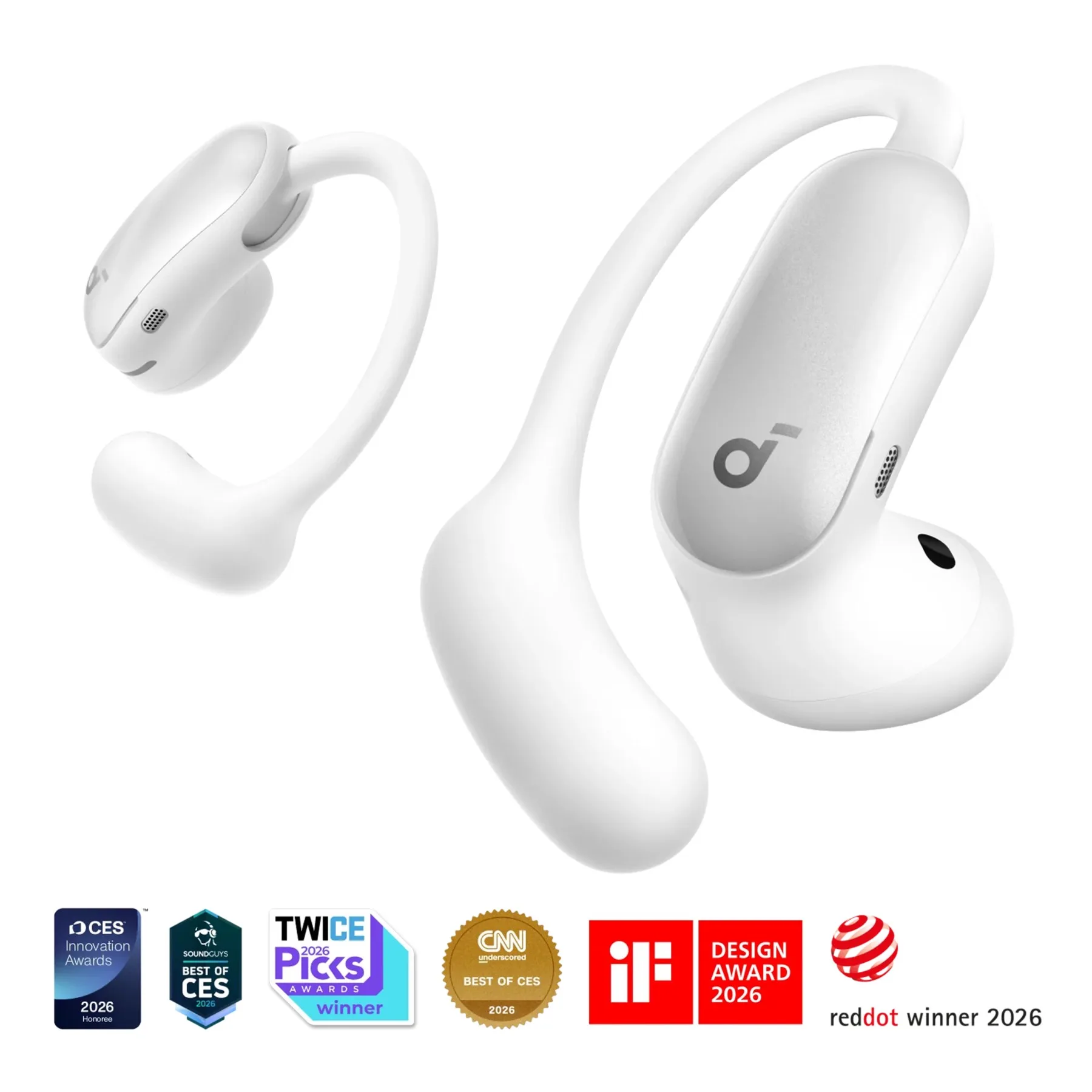 soundcore AeroFit 2 Pro 2-in-1 Open-Ear Earbuds - Gloss White