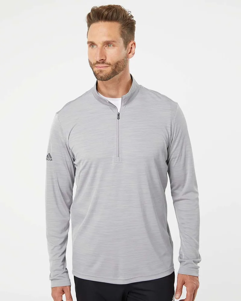 Adidas® Lightweight Melange Quarter-Zip Pullover view 4