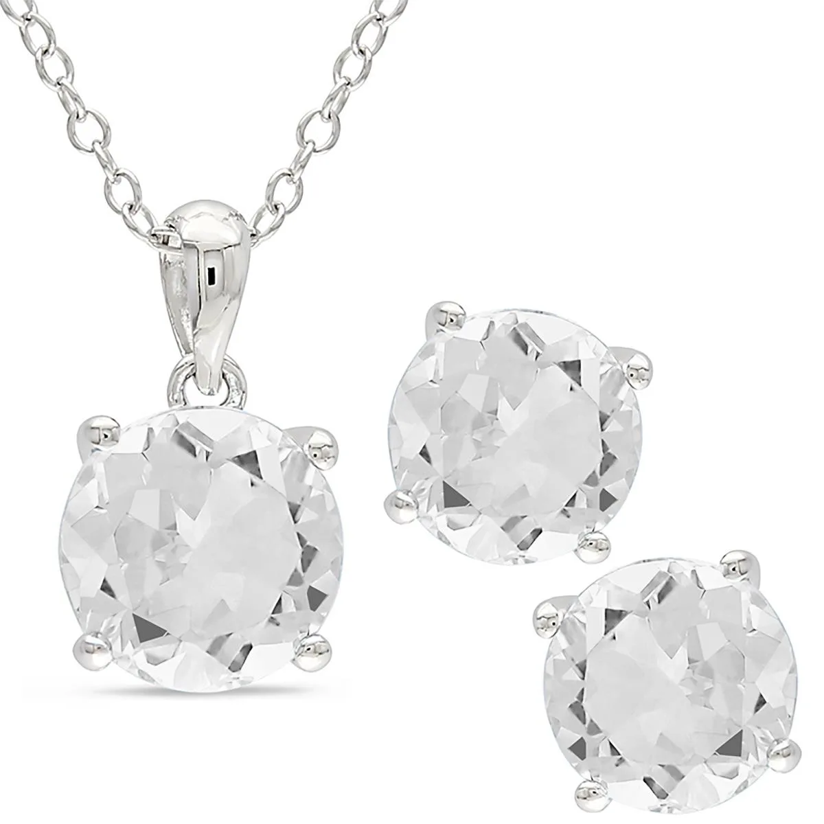 Jilco Inc White Topaz Earring & Necklace Set