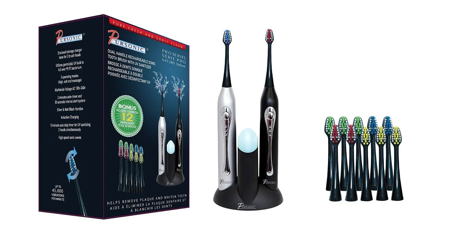 Pursonic Dual Handle Sonic Toothbrush w/Uv Sanitizing Function