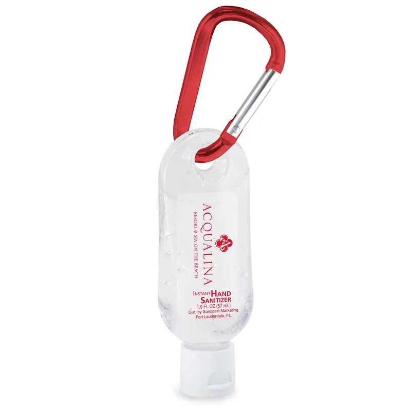 1.9 oz Instant Hand Sanitizer Gel in Keychain Bottle with Carabiner
