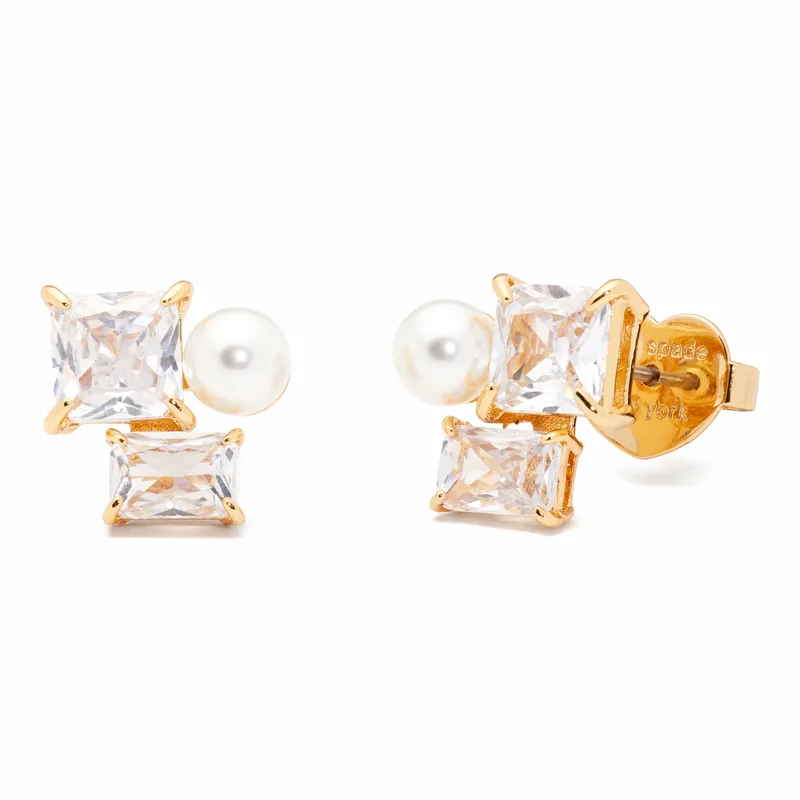 kate spade new york Victoria Cluster Studs - Clear/Gold
