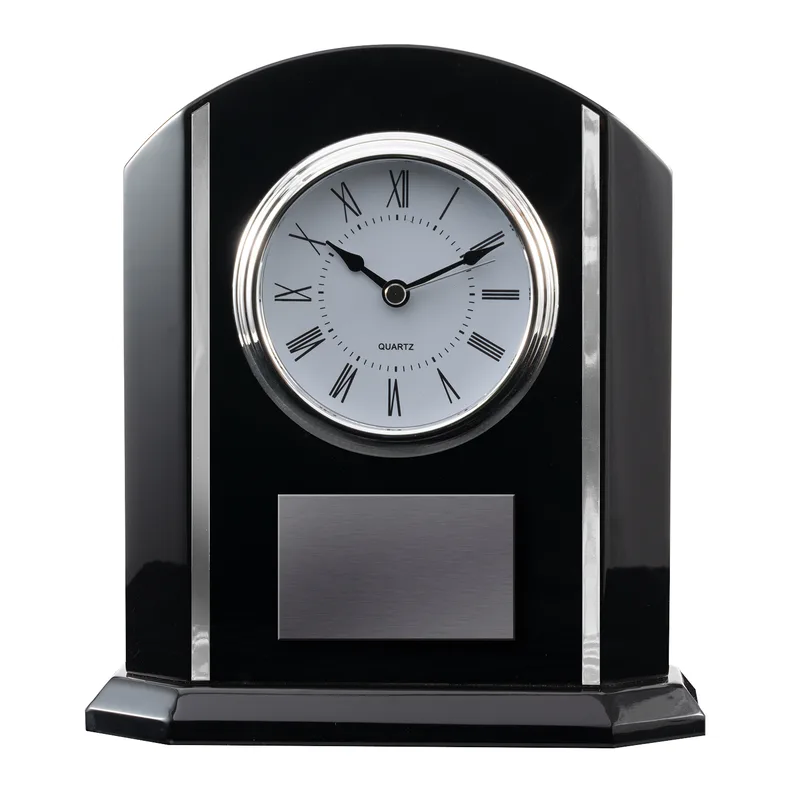 Black and Silver Piano Finish Desk Clock view 2