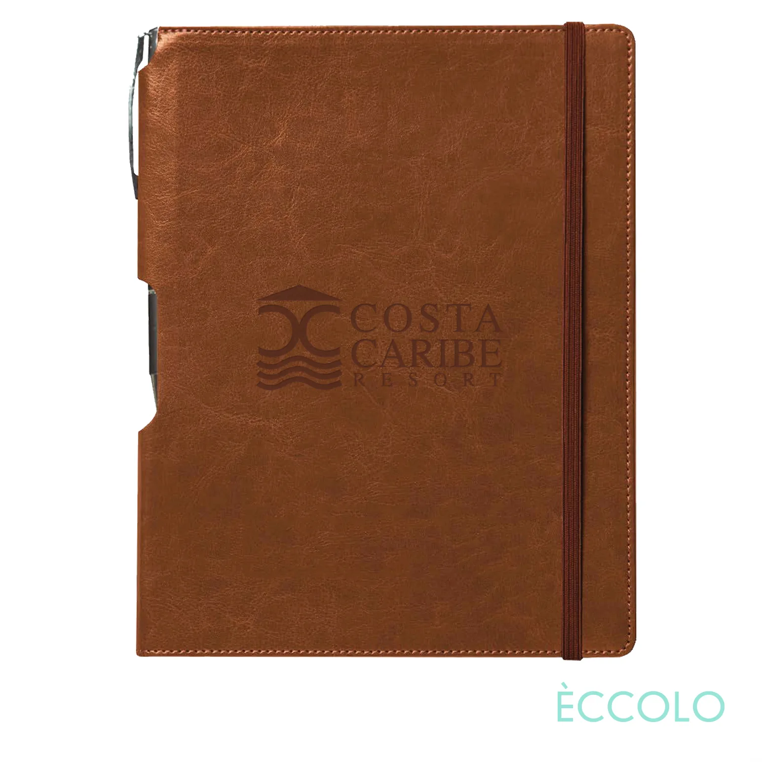 Journal & Clicker Pen, Tan/Silver