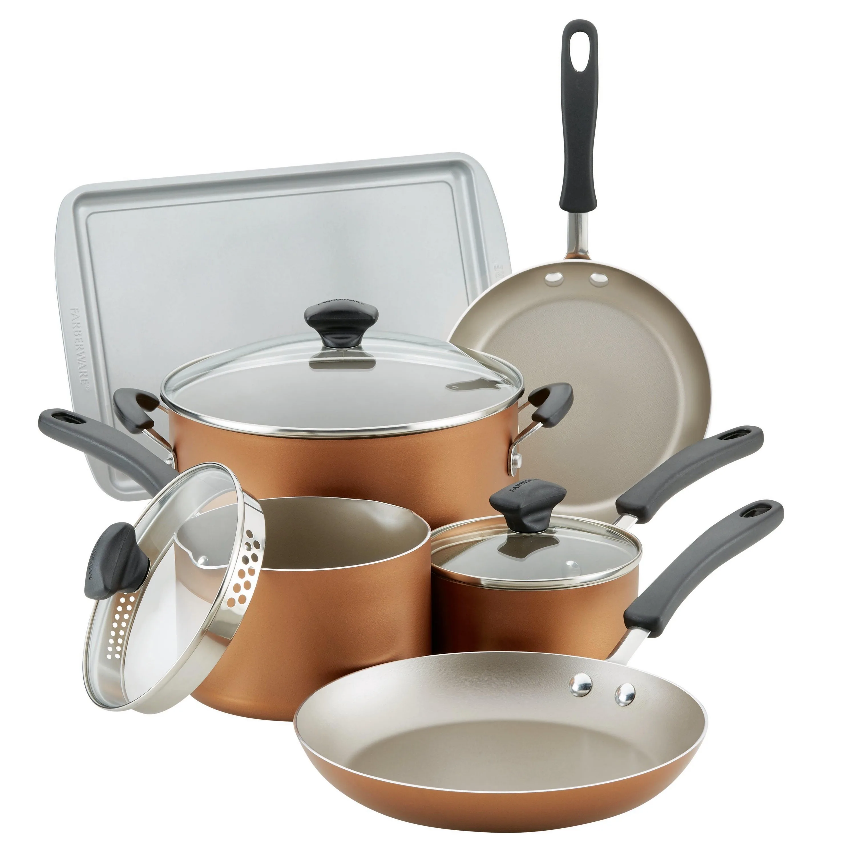 Farberware 15Pc Cookstart Diamondmax Nonstick Cookware Copper