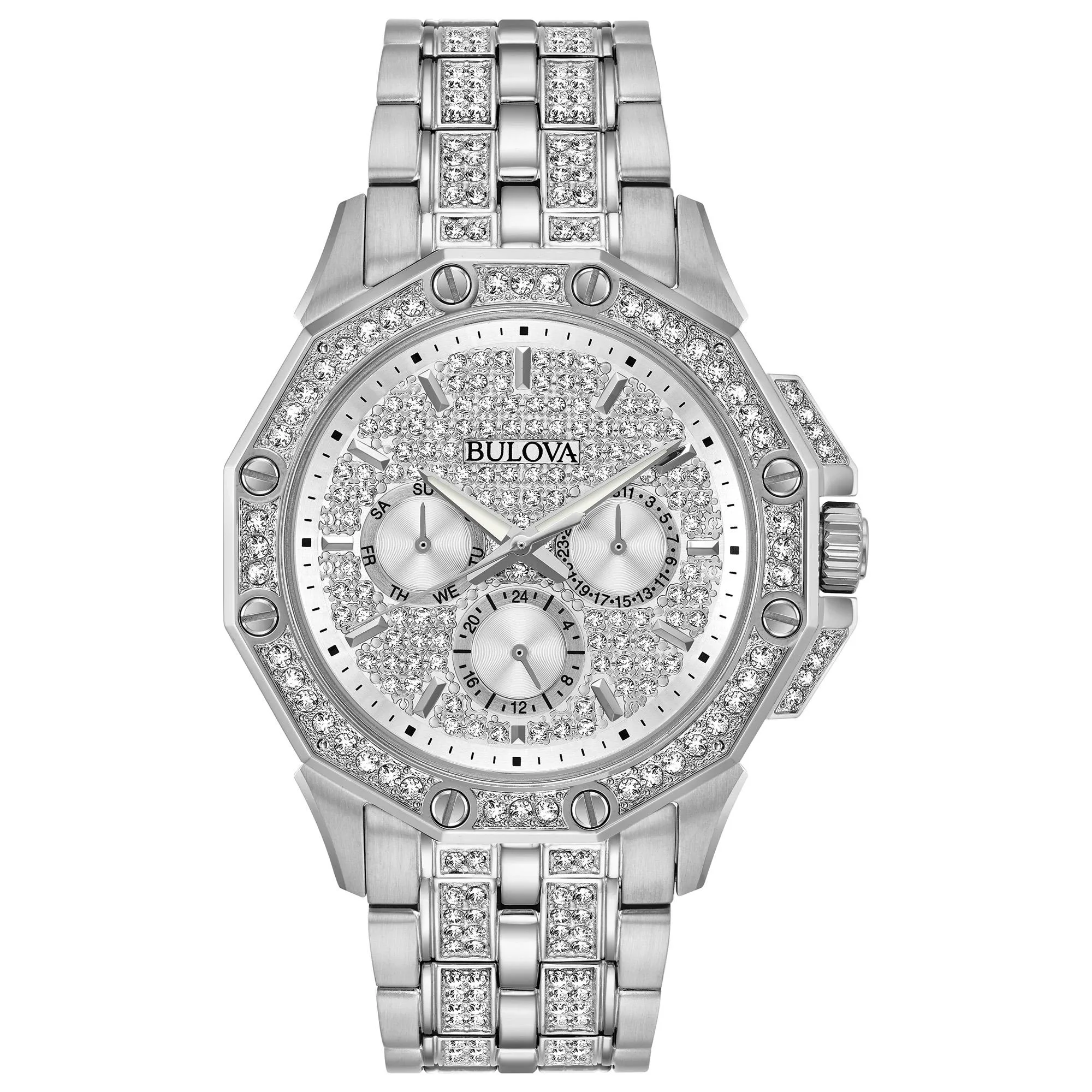 Bulova Watches Men's Octava Silver Crystal Bracelet Watch