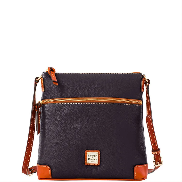 Dooney & Bourke Pebble Grain Crossbody Bag - Black/Tan Trim