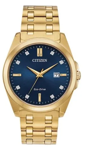 Citizen® Men's Corso Diamond Collection Eco-Drive® Gold-Tone Watch w/Blue Dial
