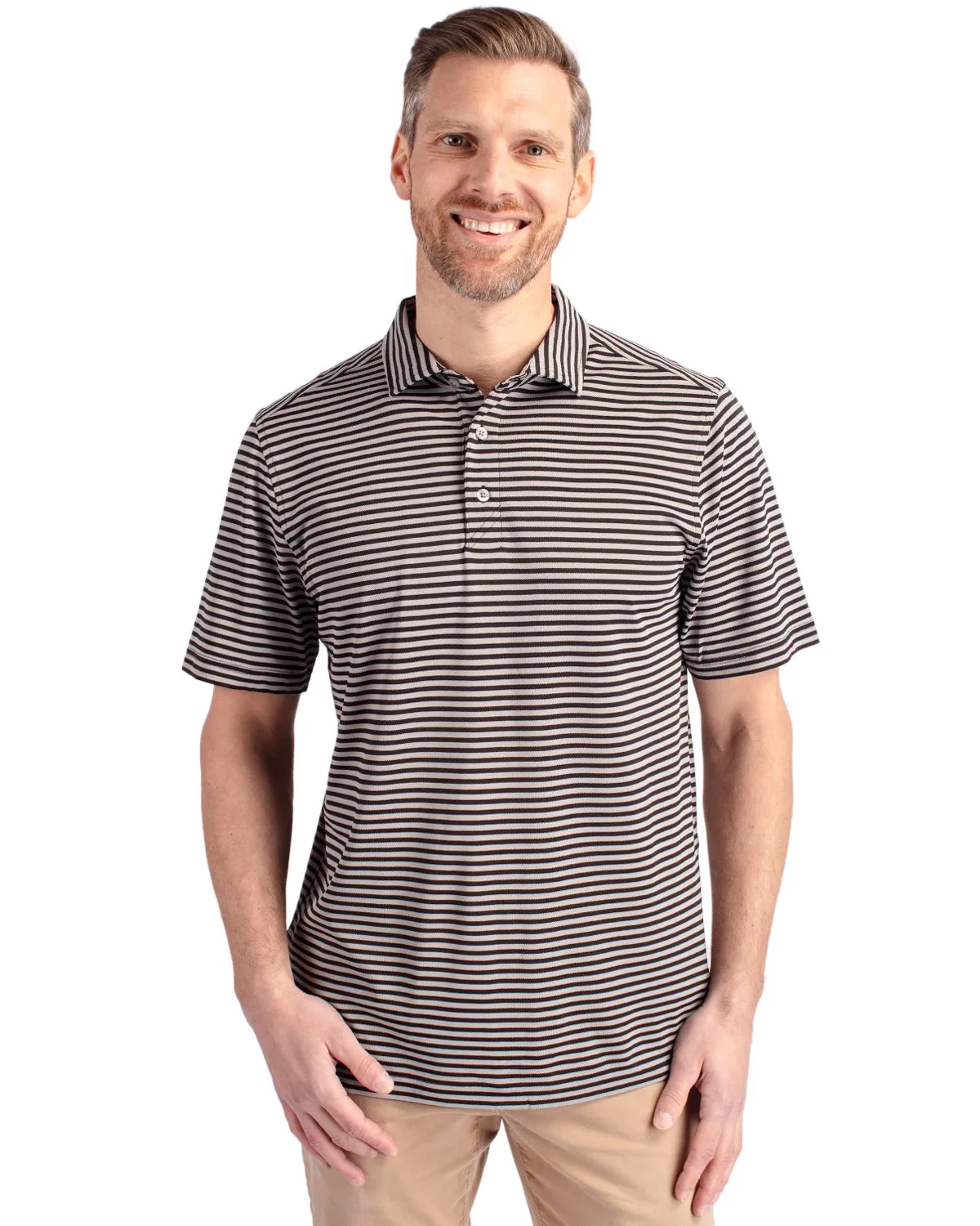 Cutter & Buck Virtue Eco Pique Stripe Recycled Mens Big and Tall Polo