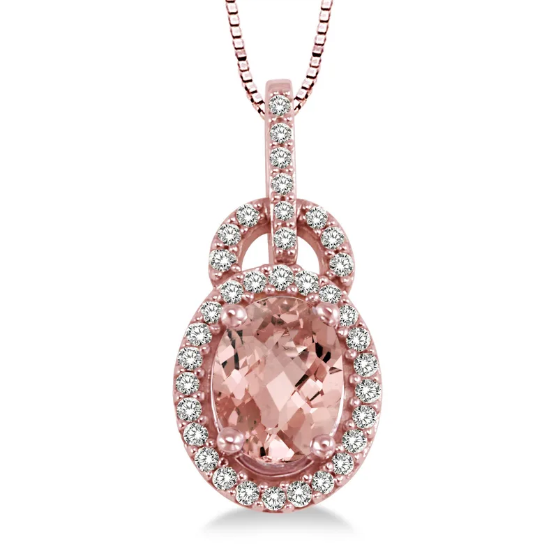 Jilco Inc Morganite And Diamond Necklace