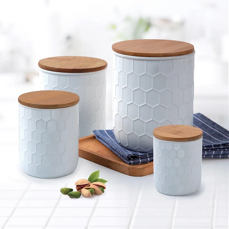 Gourmet Edge 4 Piece Kitchen Ceramic Canister Set