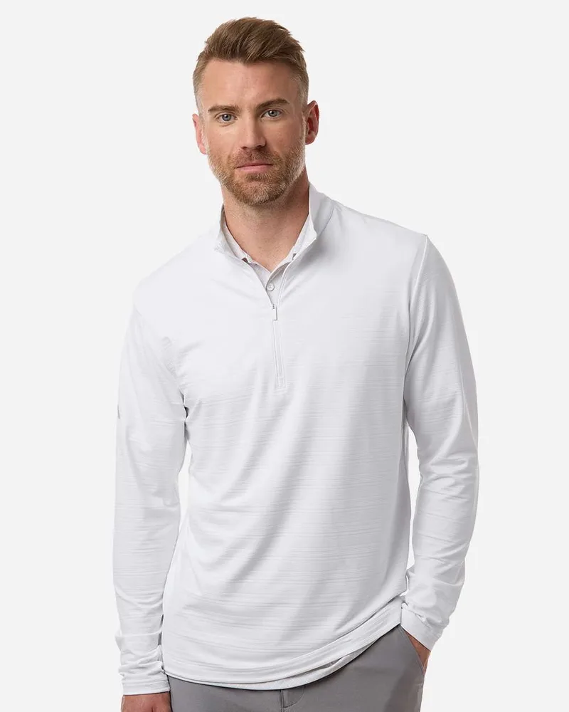 Adidas® Men's Textured Stripe Quarter-Zip Pullover Shirt view 5