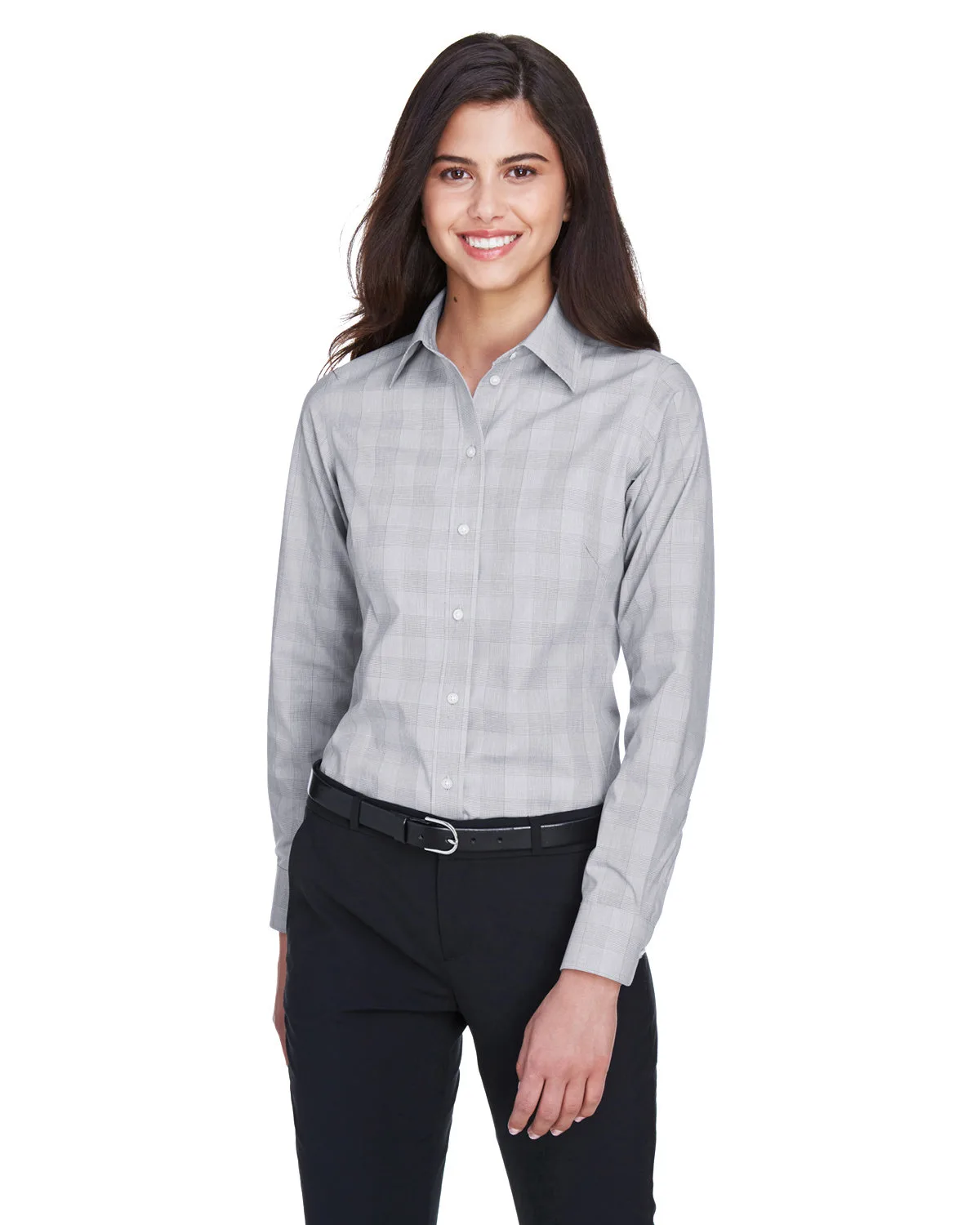 Devon and Jones® Women's Crown Collection® Glen Plaid Woven Dress Shirt