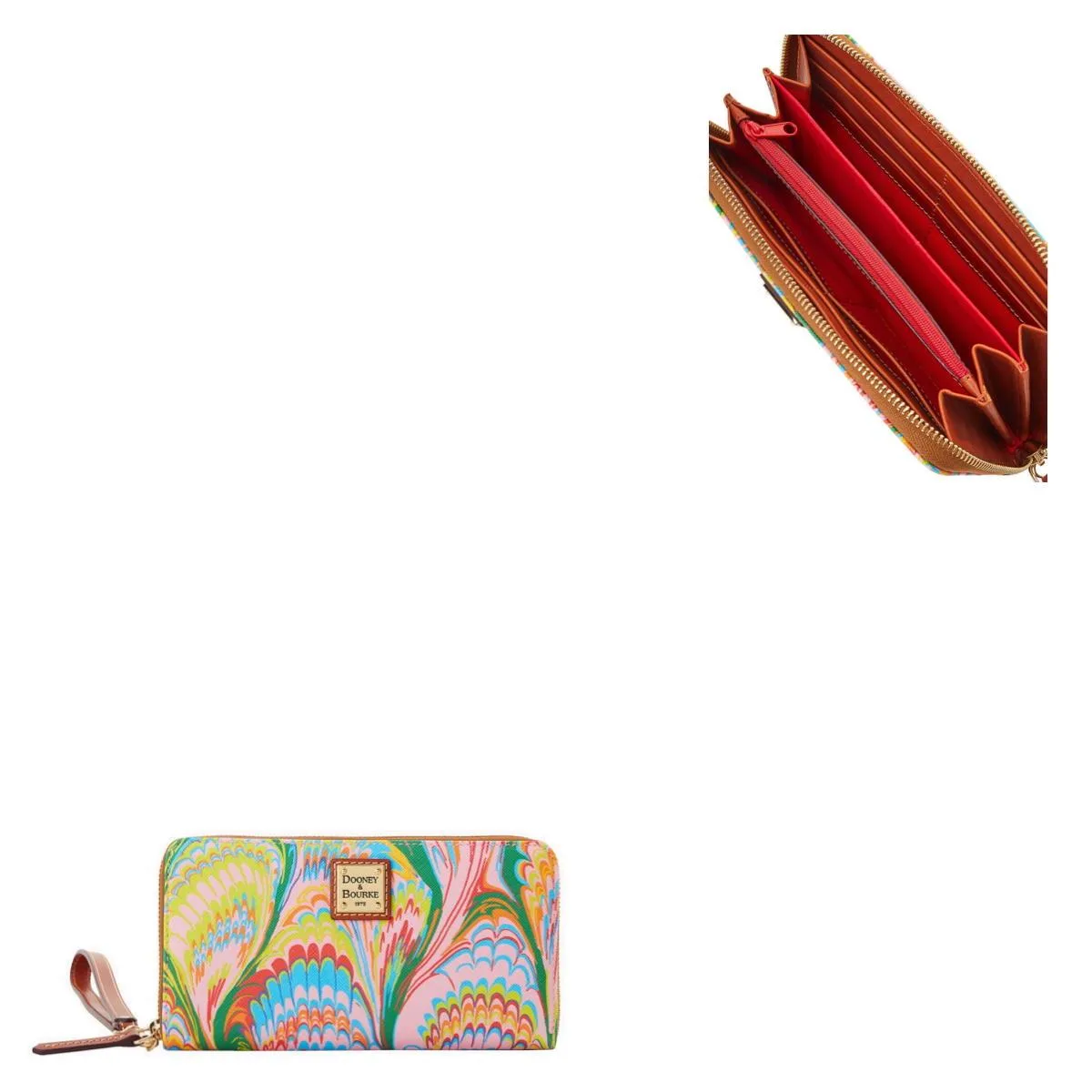Dooney & Bourke Plumes Large Zip Around Wristlet - Pink
