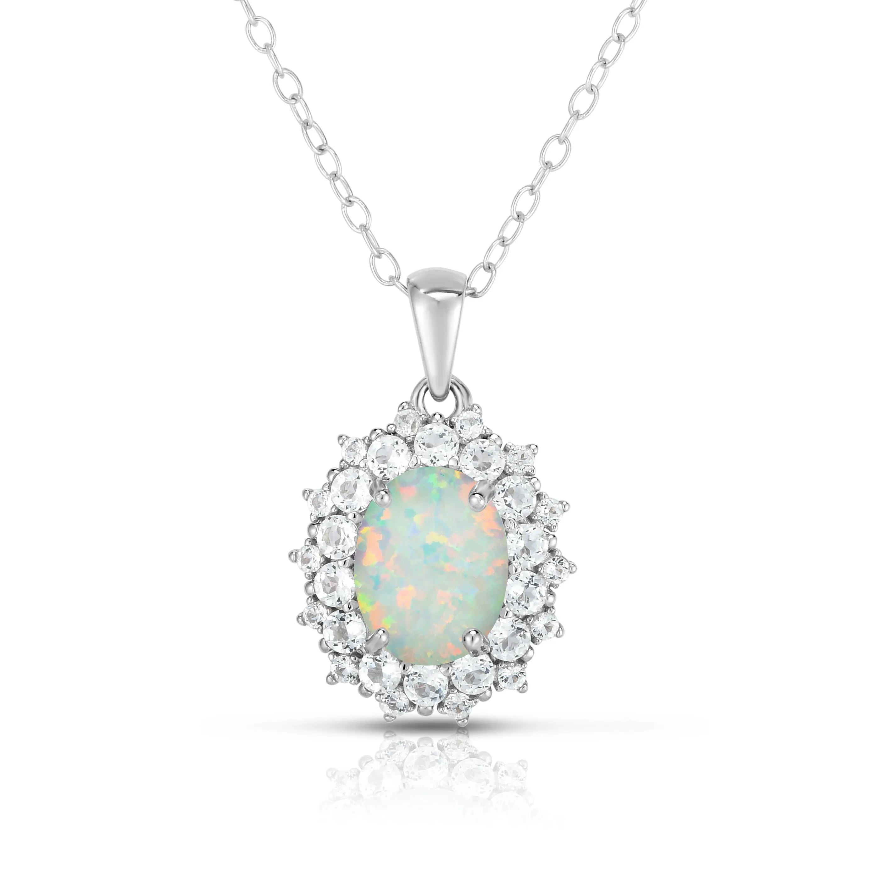 Jilco Inc Opal Cable Chain Necklace - Sterling Silver