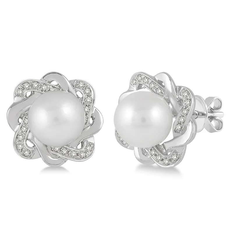 Jilco Inc Pearl & Diamond Earrings - 6.0mm