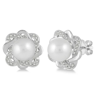 Jilco Inc Pearl & Diamond Earrings - 6.0mm