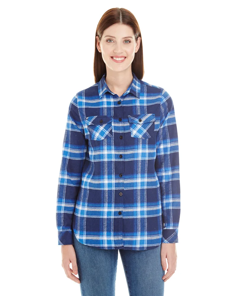 Burnside Ladies' Plaid Boyfriend Flannel Shirt view 2