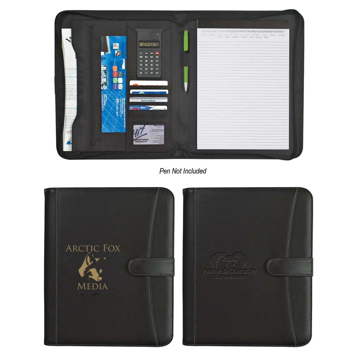 Pebble Grain Zippered Portfolio With Calculator view 2