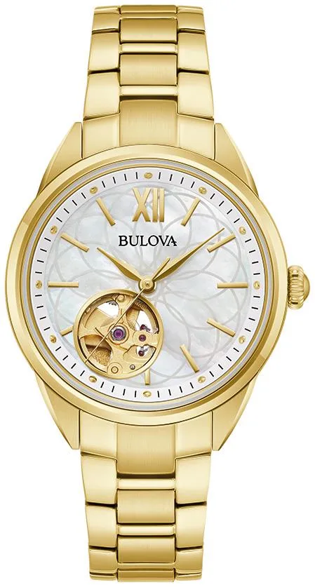 Bulova Watches Ladies' Sutton Stainless Steel Bracelet Watch White Mop Dial