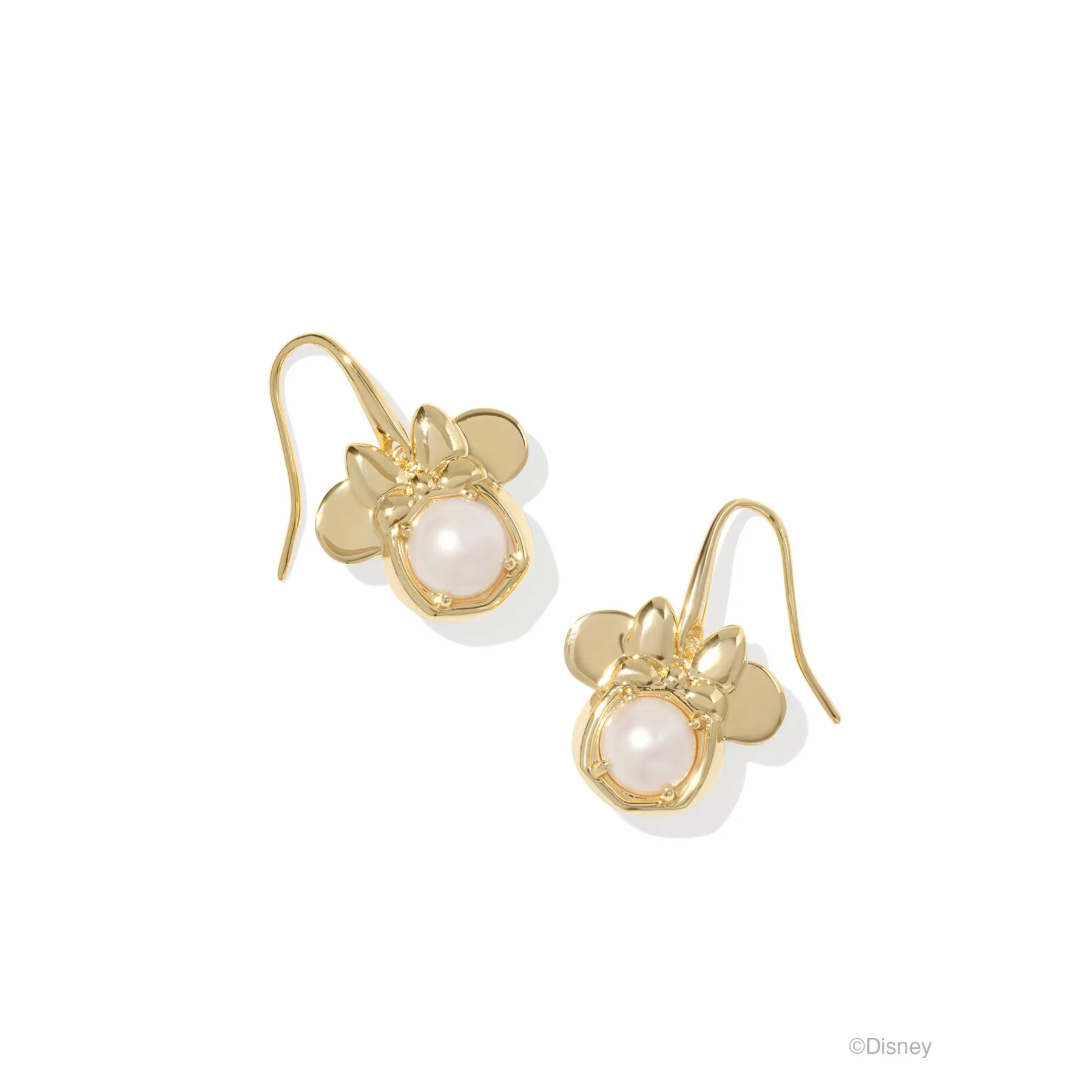 Kendra Scott Disney Gold Minnie Mouse Drop Earrings in Freshwater Cultured Pearl