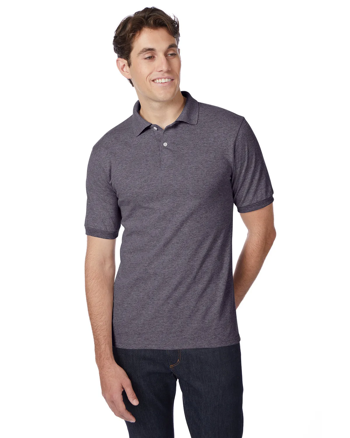 Hanes Printables Adult EcoSmart® Jersey Knit Polo view 4