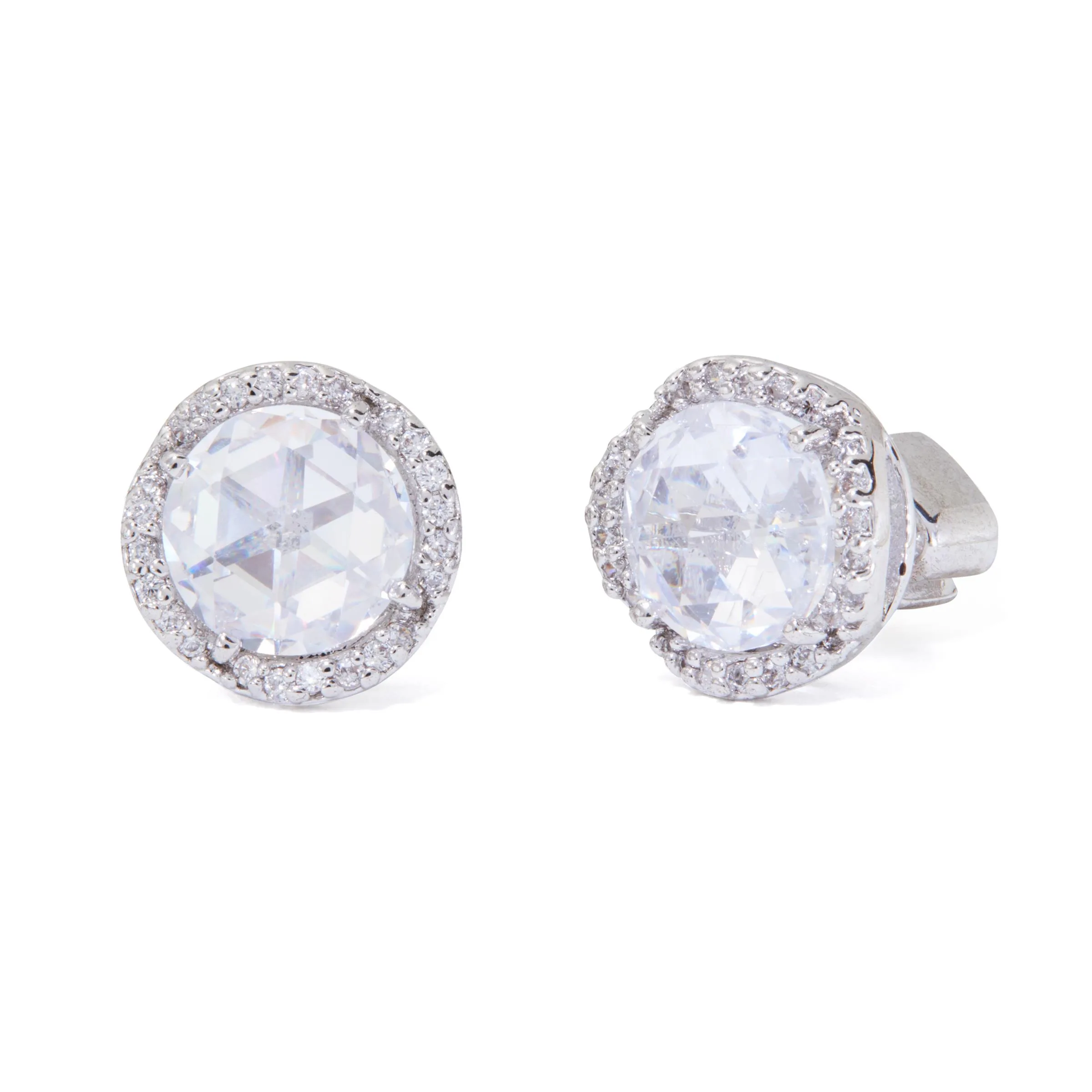 kate spade new york That Sparkle Pave Round Large Studs - Clear Silver